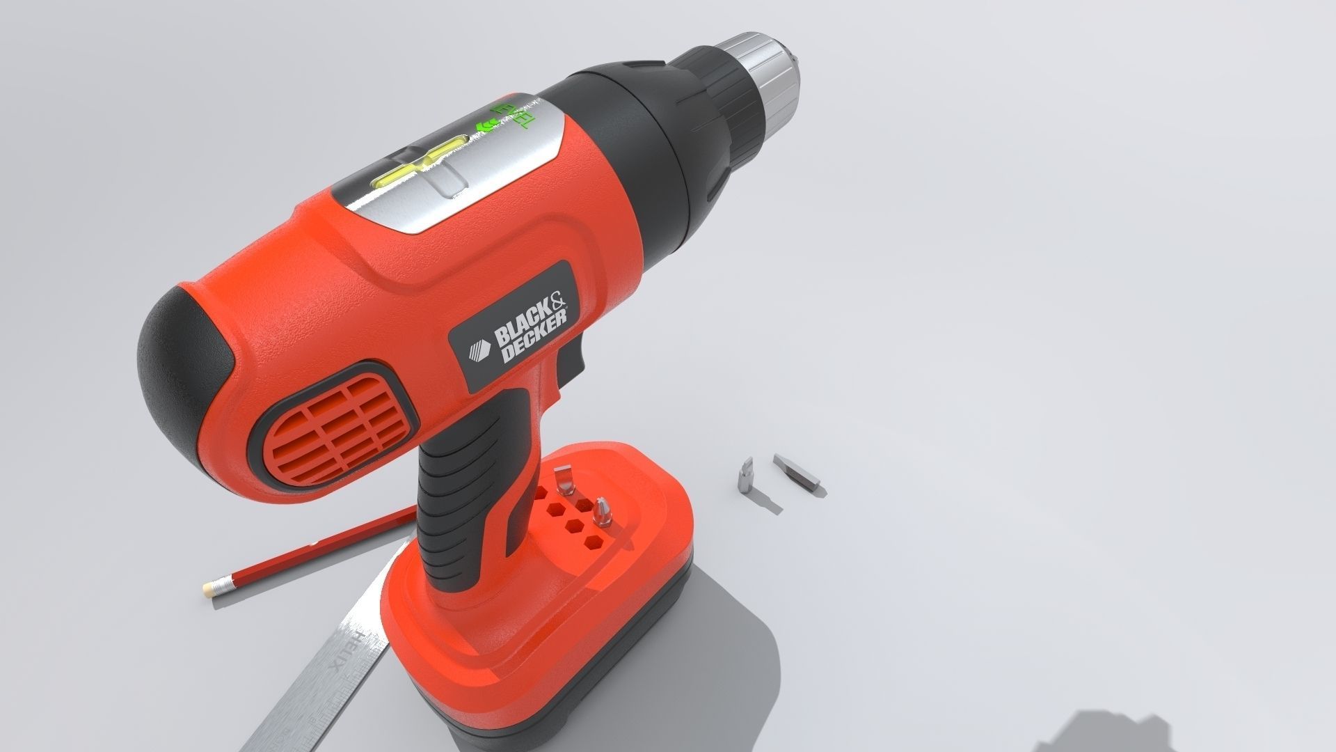 Black Decker Cordless Drill Free 3D model_2