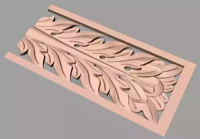 Door Post flower 3D STL Model for CNC Router Carving E977