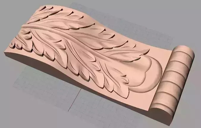 Door Post flower 3D STL Model for CNC Router Carving E975
