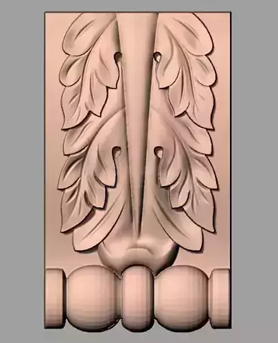 Door Post flower 3D STL Model for CNC Router Carving E974