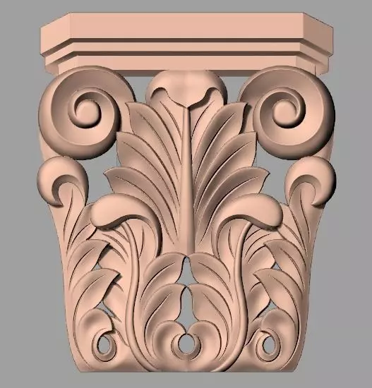 Door Post flower 3D STL Model for CNC Router Carving E972 3D model_0