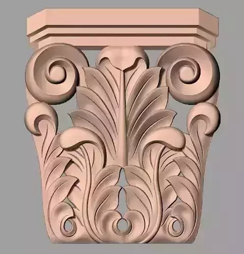 Door Post flower 3D STL Model for CNC Router Carving E972