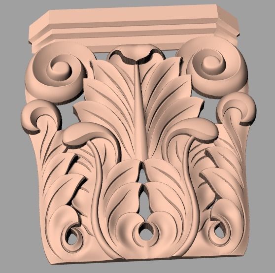 Door Post flower 3D STL Model for CNC Router Carving E972 3D model_1