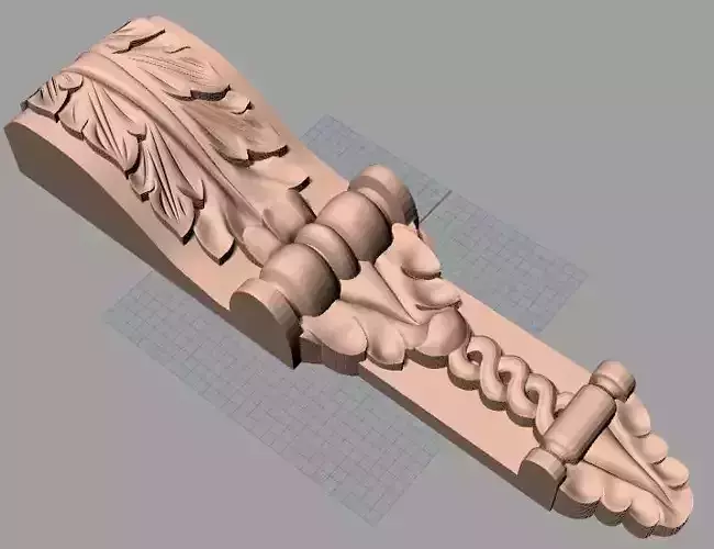 Door Post flower 3D STL Model for CNC Router Carving E971