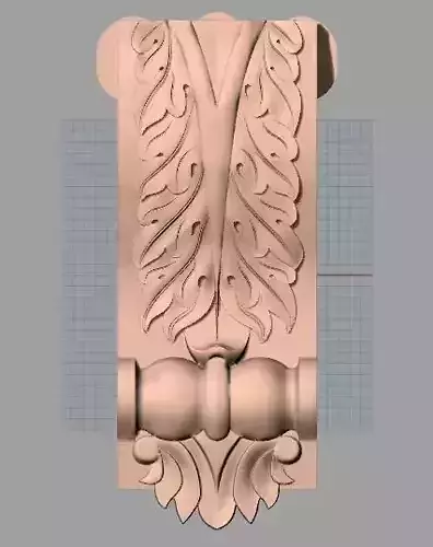 Door Post flower 3D STL Model for CNC Router Carving E970
