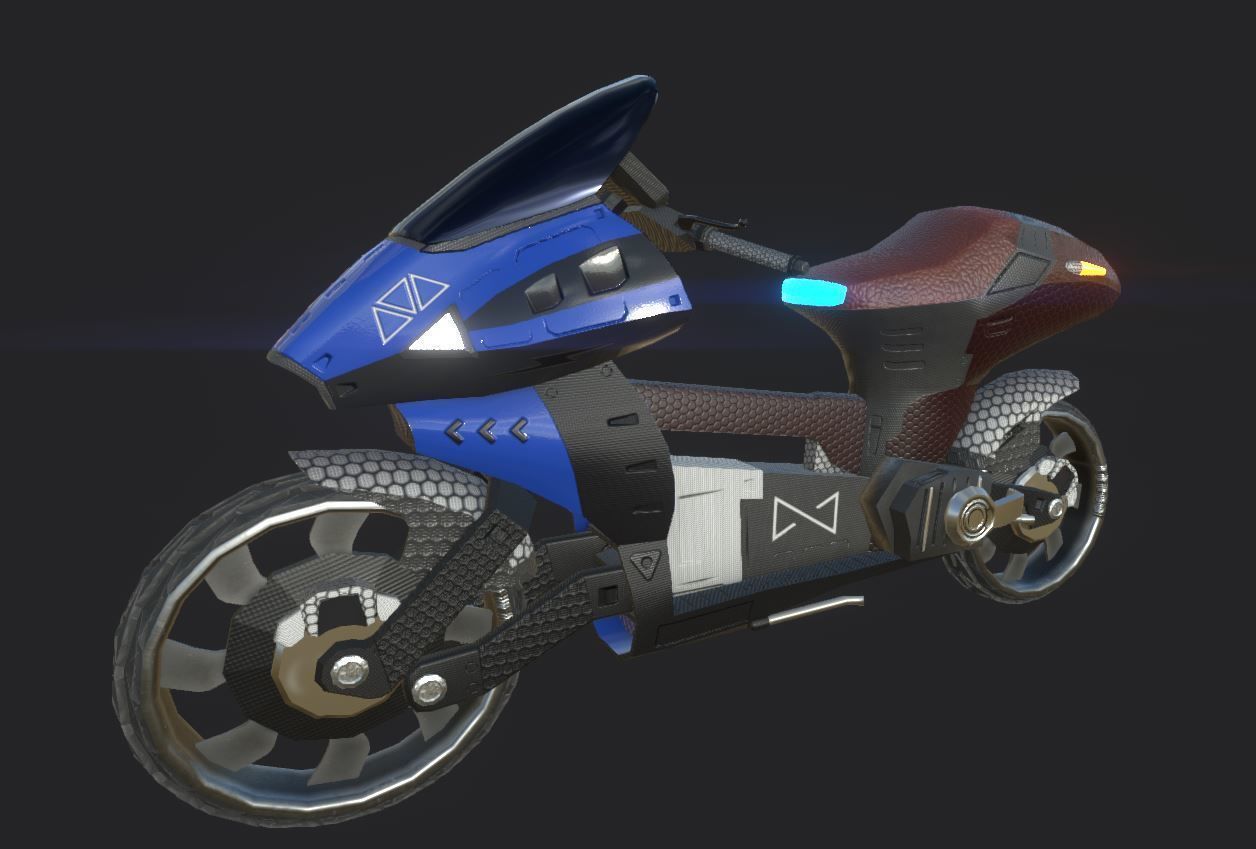 SCI-Fi Speed-Bike Low-poly 3D model_4