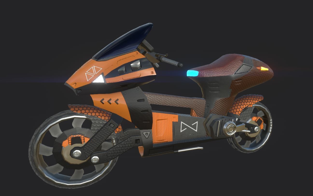 SCI-Fi Speed-Bike Low-poly 3D model_5