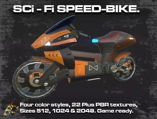 SCI-Fi Speed-Bike Low-poly 3D model_0
