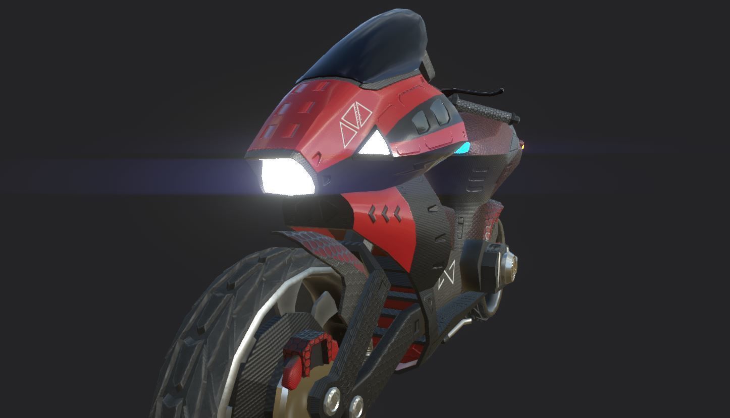 SCI-Fi Speed-Bike Low-poly 3D model_12