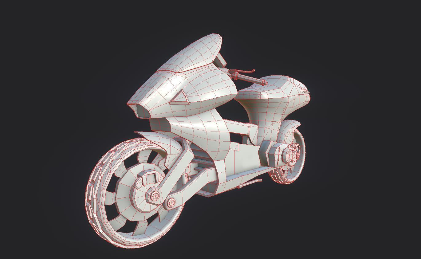 SCI-Fi Speed-Bike Low-poly 3D model_3