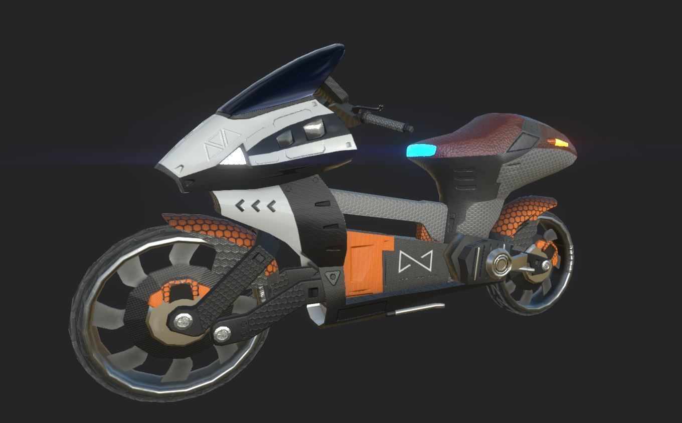 SCI-Fi Speed-Bike Low-poly 3D model_14