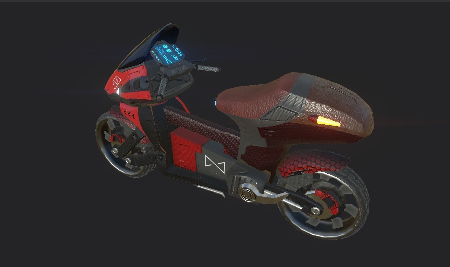 SCI-Fi Speed-Bike Low-poly 3D model_8