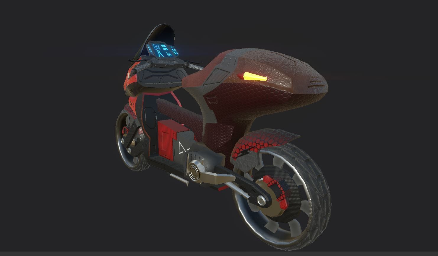 SCI-Fi Speed-Bike Low-poly 3D model_10