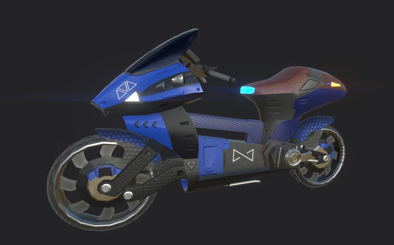 SCI-Fi Speed-Bike Low-poly 3D model_9