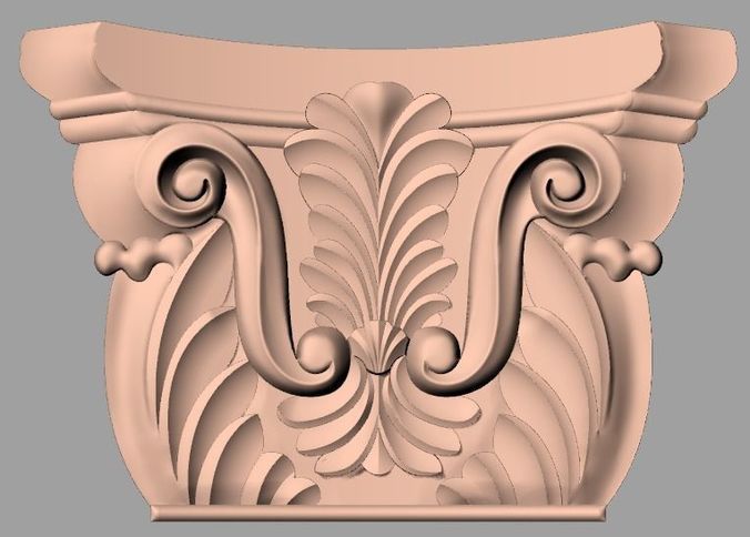 Door Post flower 3D STL Model for CNC Router Carving E969 3D model