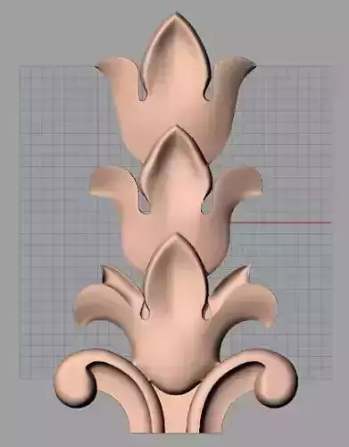 Door Post flower 3D STL Model for CNC Router Carving E965