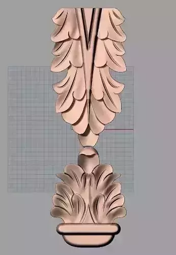 Door Post flower 3D STL Model for CNC Router Carving E964