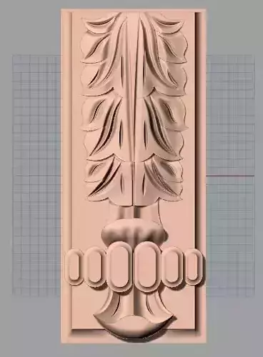 Door Post flower 3D STL Model for CNC Router Carving E961 3D model