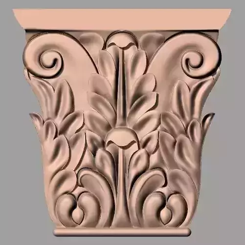 Door Post flower 3D STL Model for CNC Router Carving E958