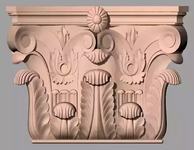 Door Post flower 3D STL Model for CNC Router Carving E955