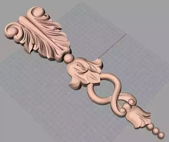Door Post flower 3D STL Model for CNC Router Carving E954 3D model