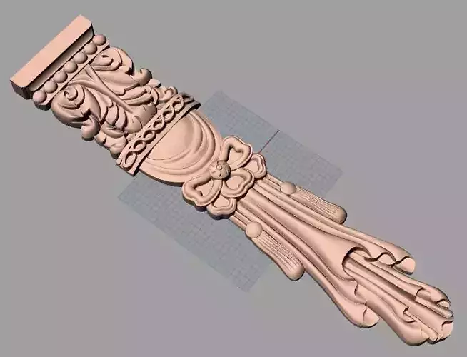 Door Post flower 3D STL Model for CNC Router Carving E951