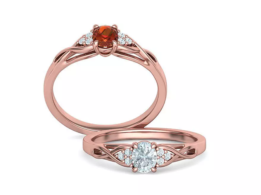 Delicate Engagement ring oval stone 5mmx4mm N0259 3D print model