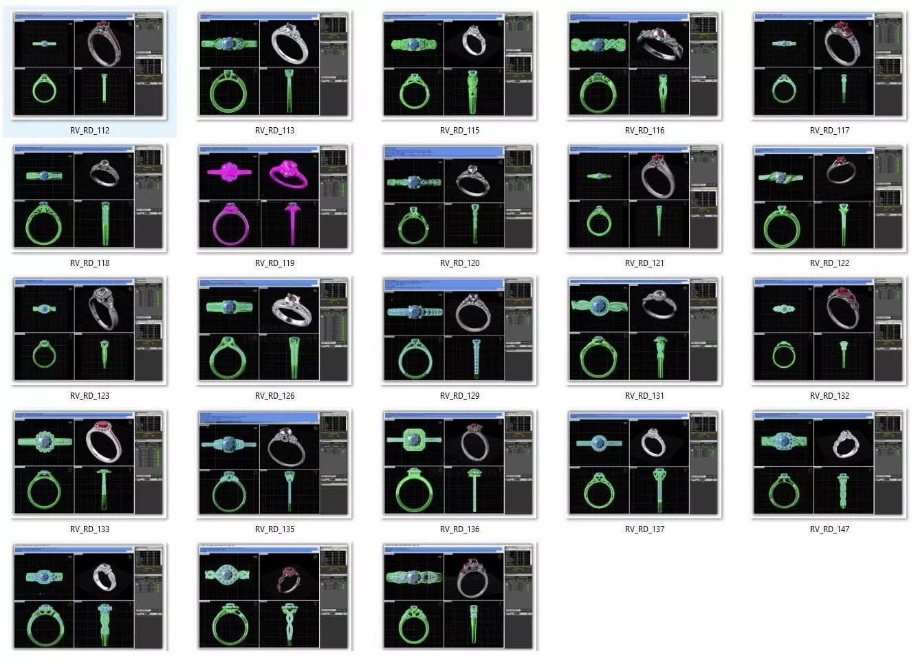BULK-3DM-WithOut Gems-RING 22 Files 3D print model_0