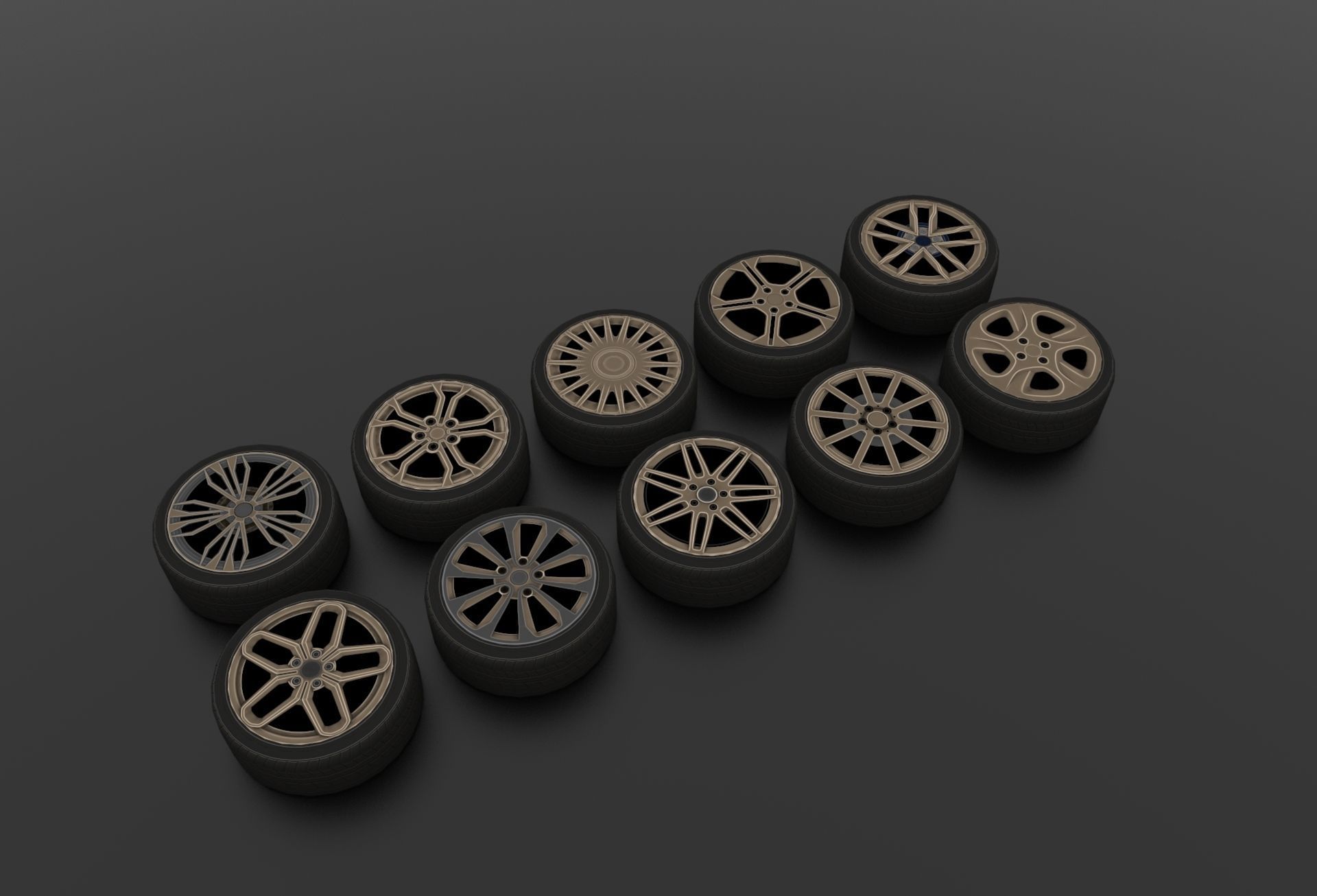Low poly wheels pack 1 Low-poly 3D model_6