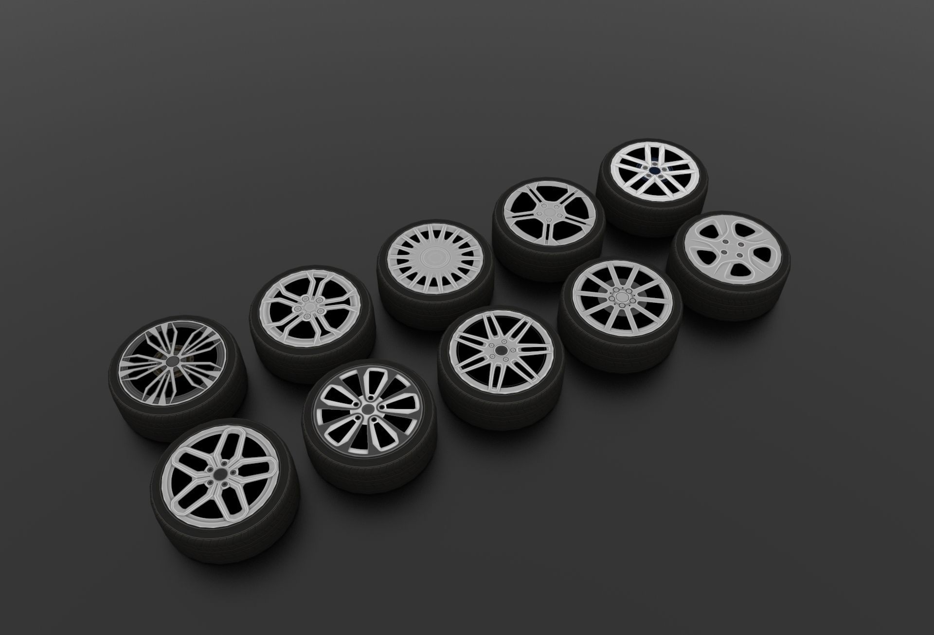 Low poly wheels pack 1 Low-poly 3D model_3