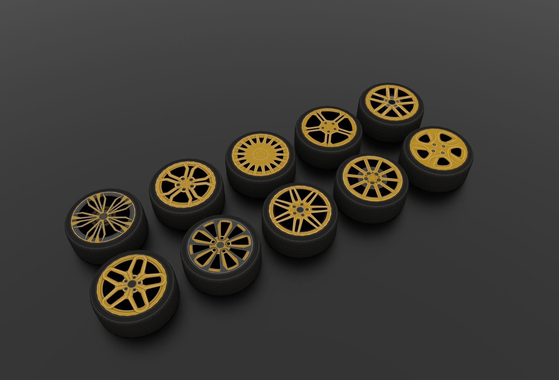Low poly wheels pack 1 Low-poly 3D model_2