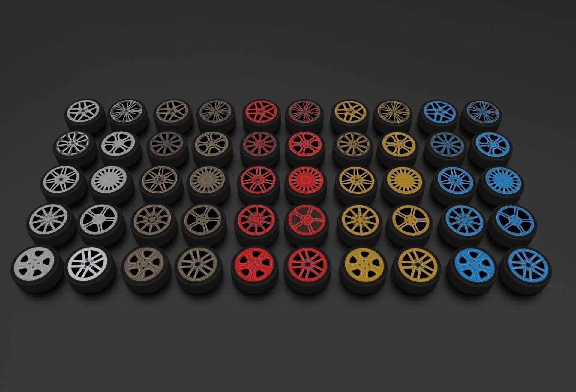 Low poly wheels pack 1 Low-poly 3D model_0