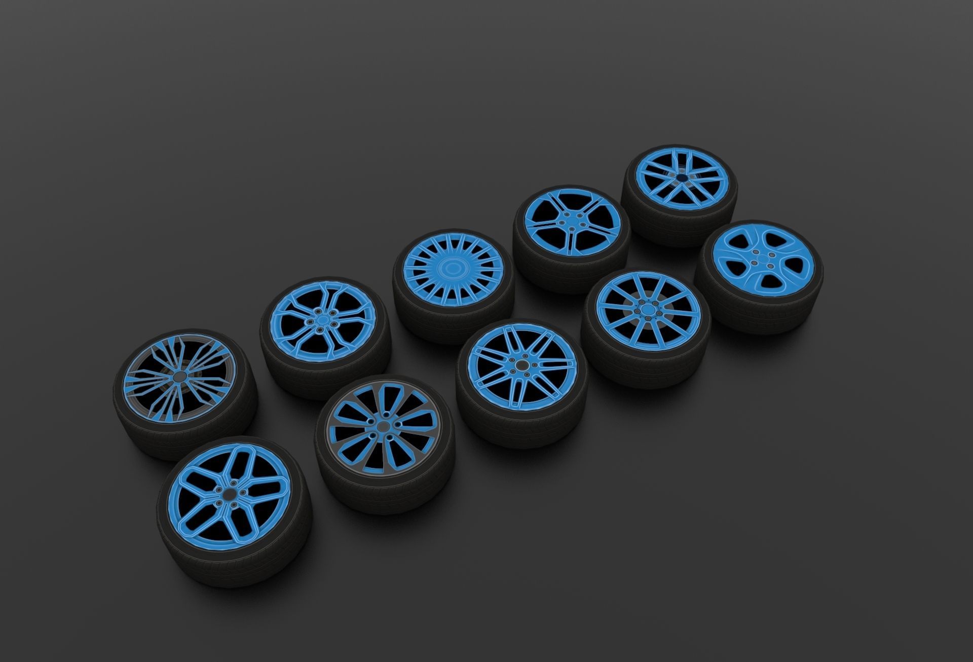 Low poly wheels pack 1 Low-poly 3D model_5