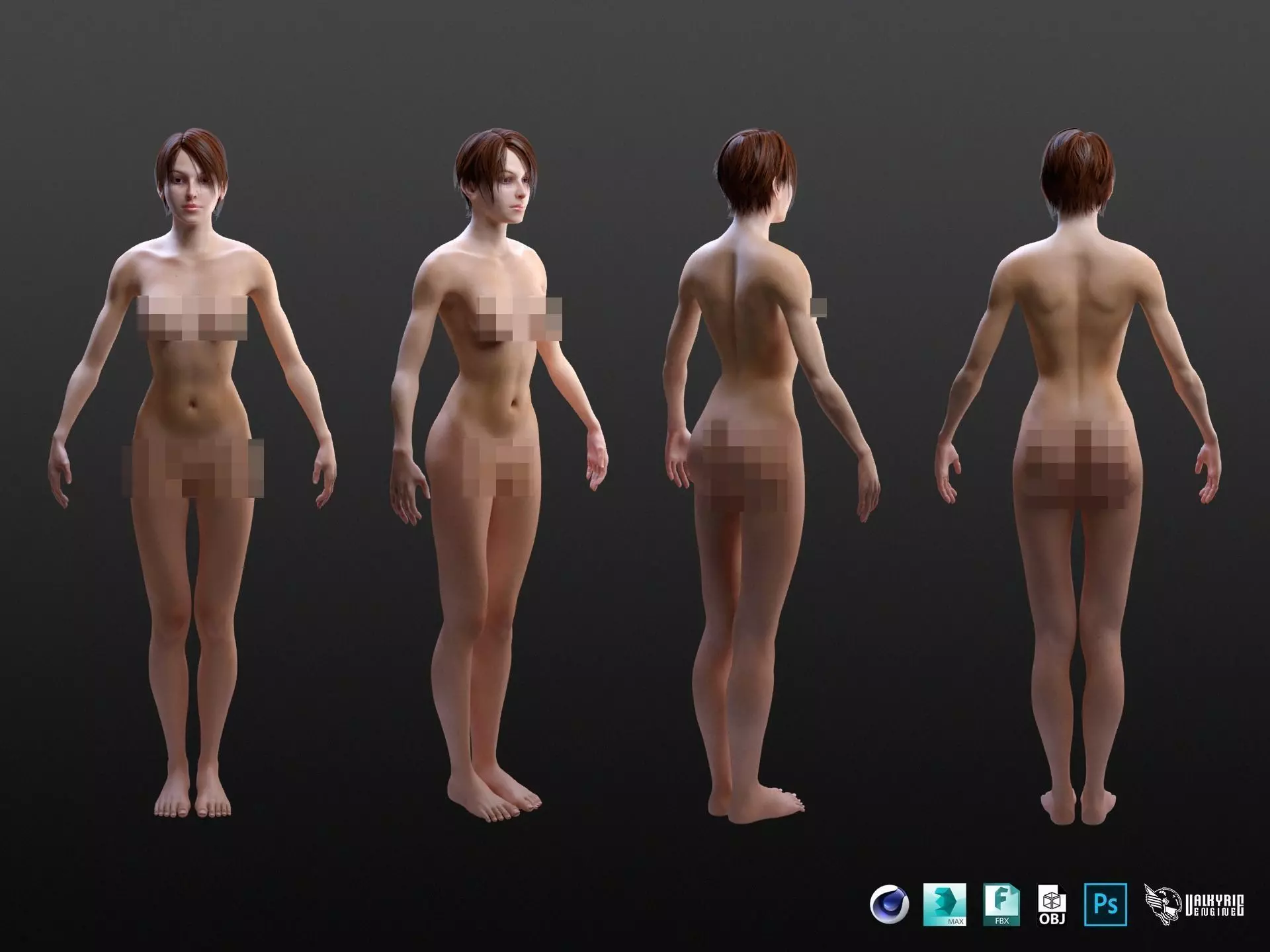 Realistic Female Character Low-poly 3D model_0
