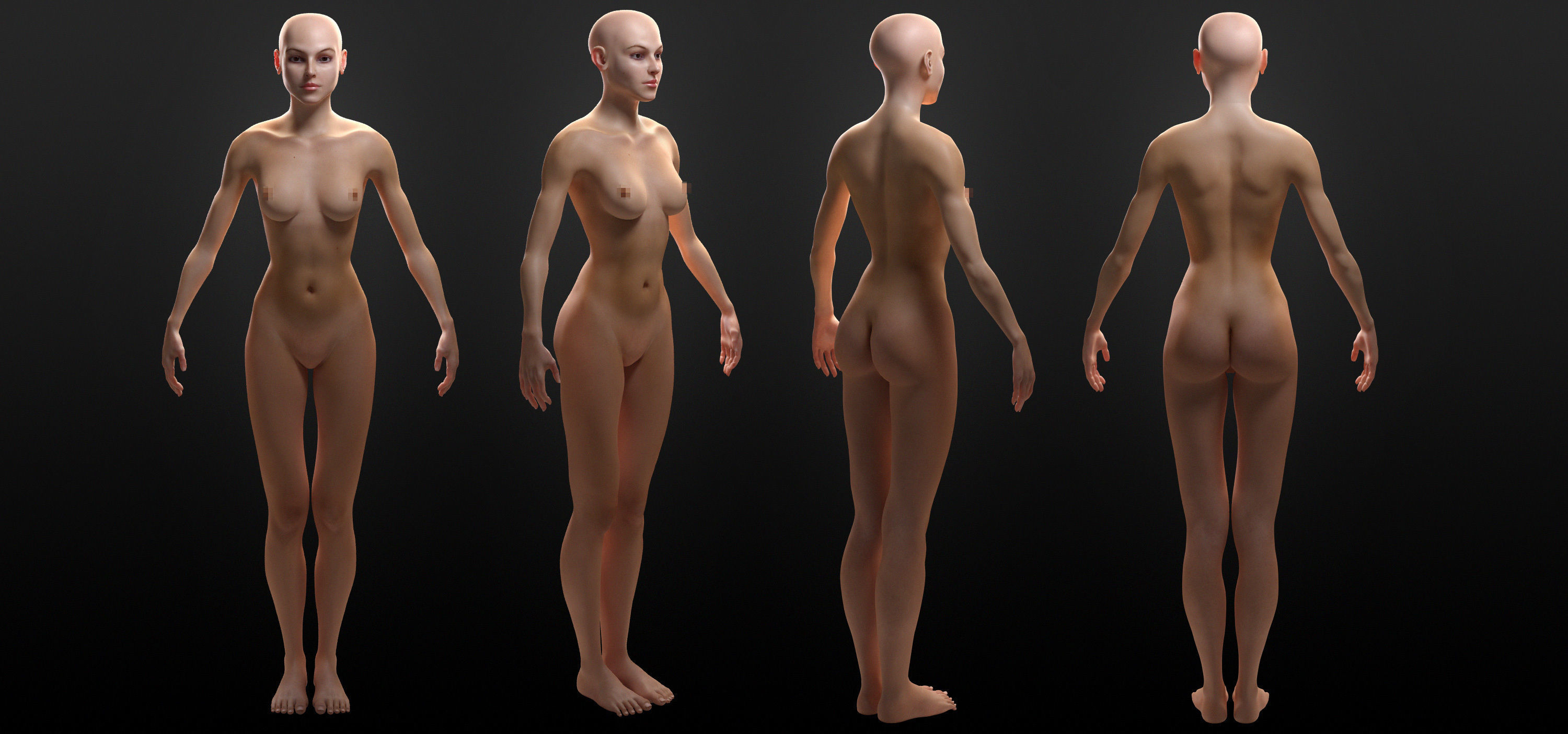 Realistic Female Character Low-poly 3D model_2