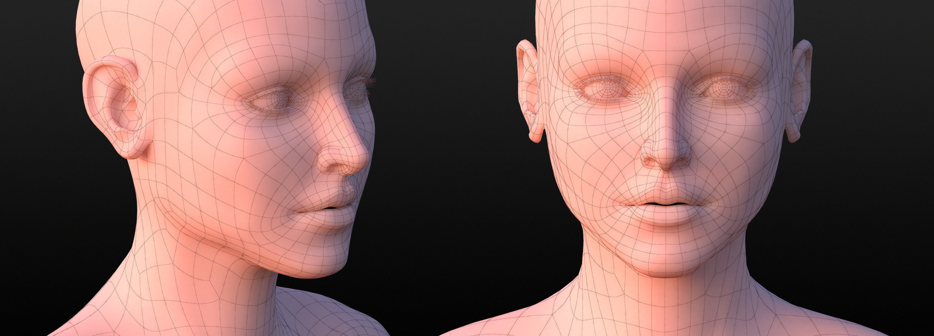 Realistic Female Character Low-poly 3D model_5
