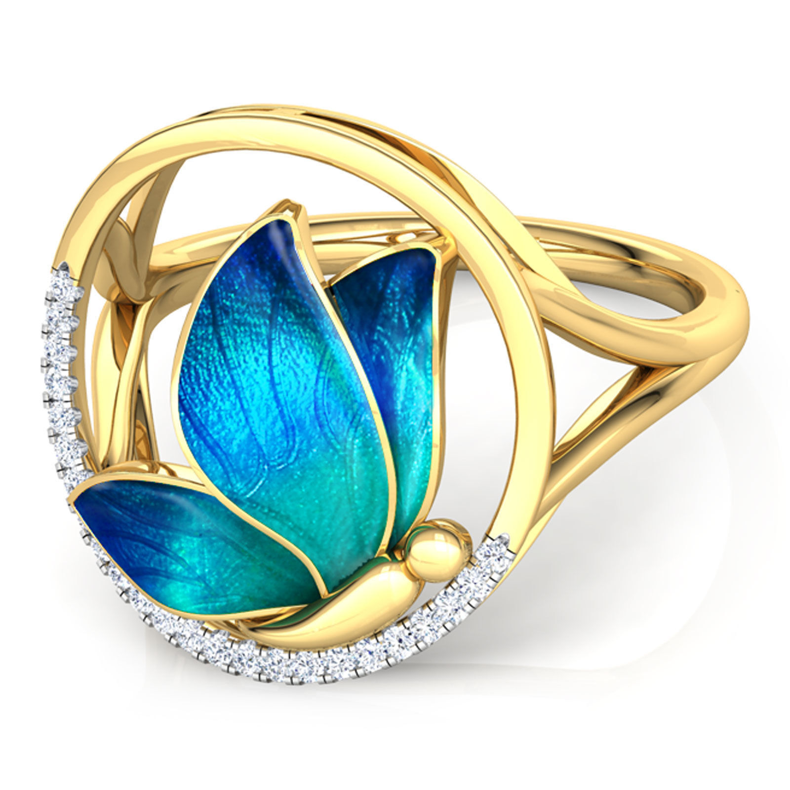 Butterfly Ring with Texture 3D print model_1