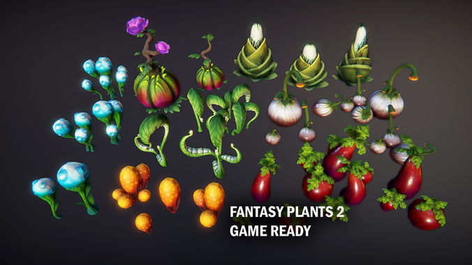 Fantasy plants 2 Low-poly 3D model