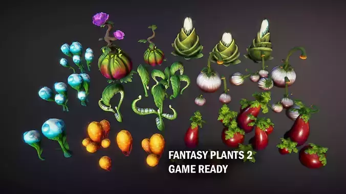 Fantasy plants 2 Low-poly 3D model