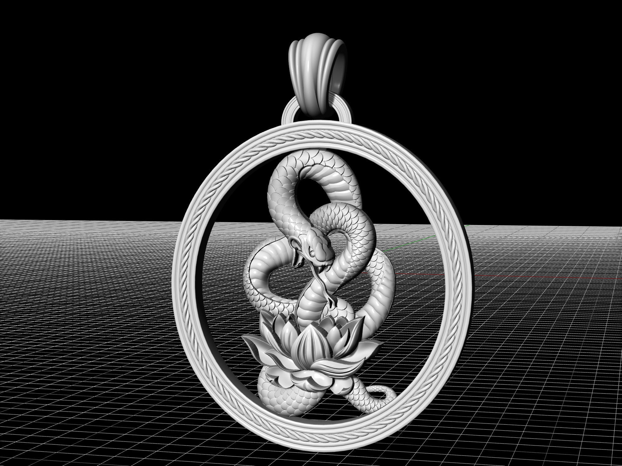 Snake with flower pendant 3D print model_9