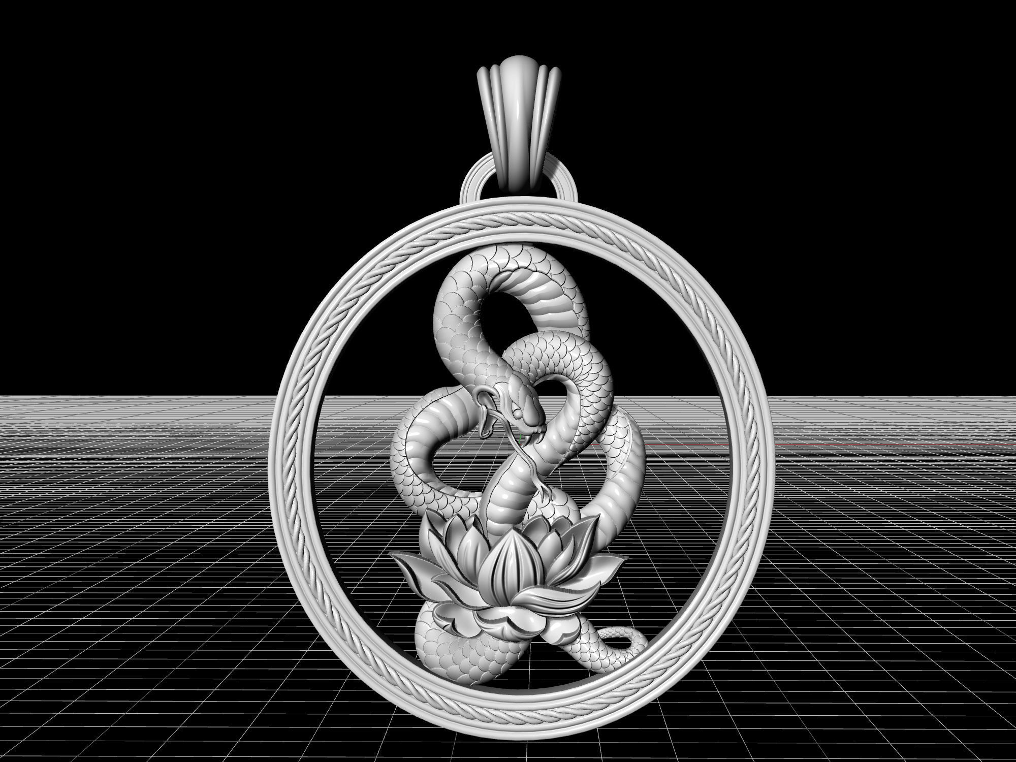 Snake with flower pendant 3D print model_7