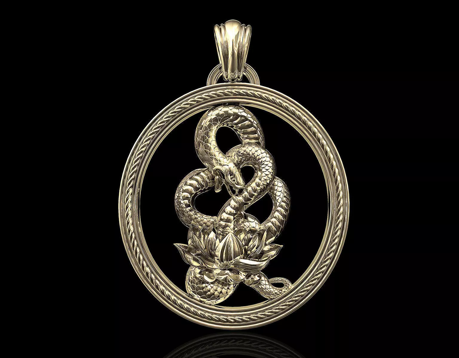 Snake with flower pendant 3D print model_0
