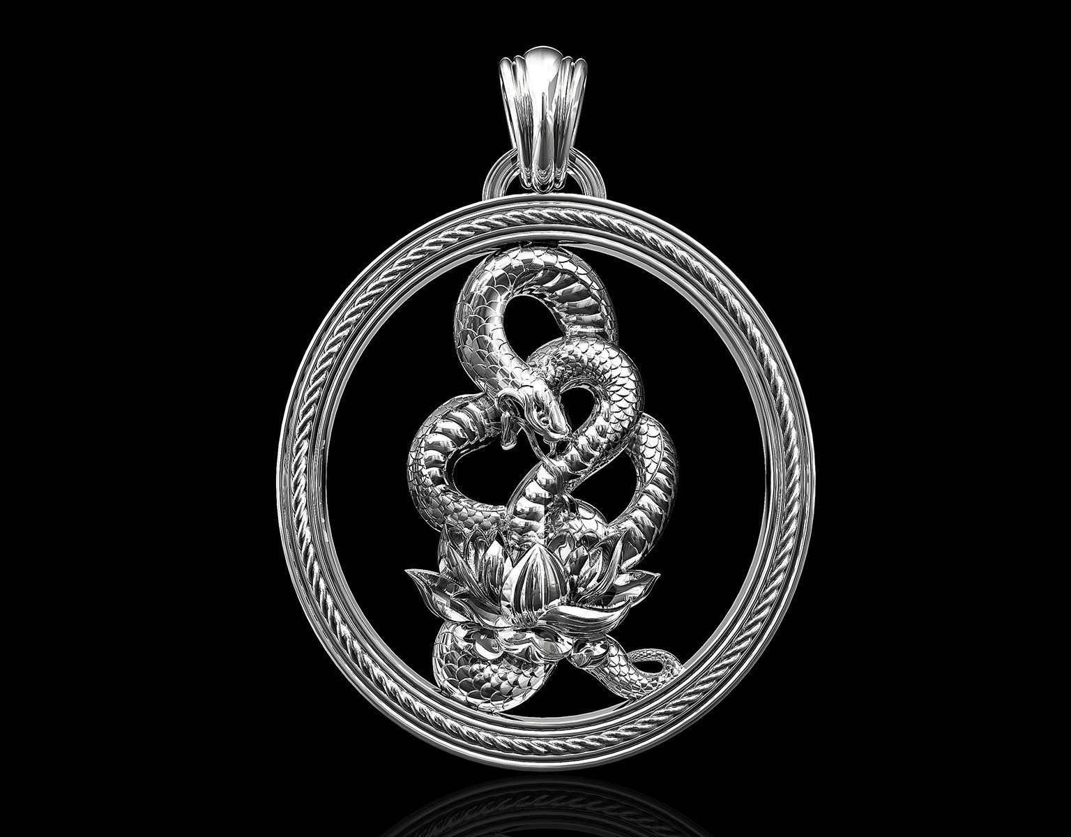 Snake with flower pendant 3D print model_4