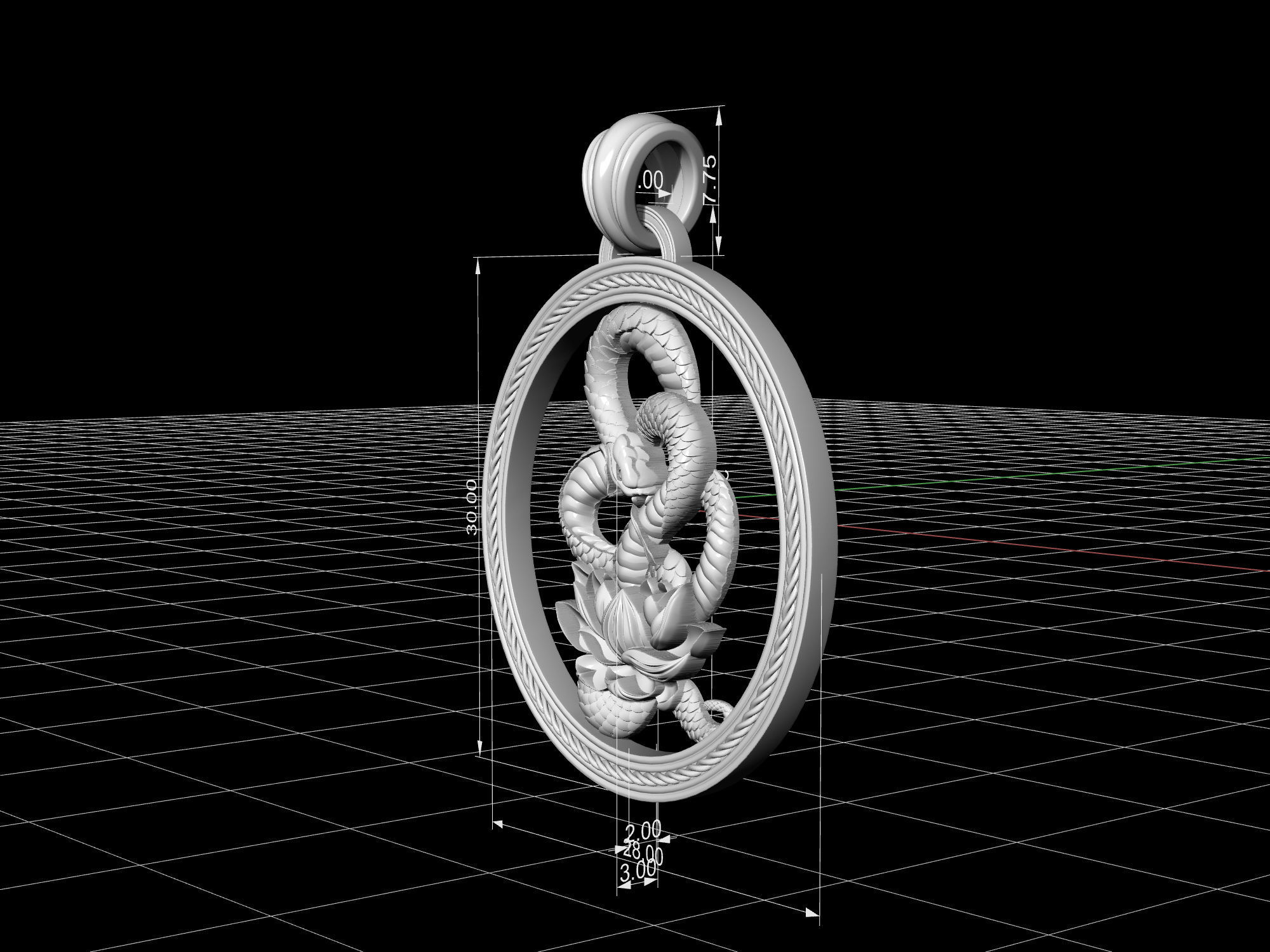Snake with flower pendant 3D print model_12