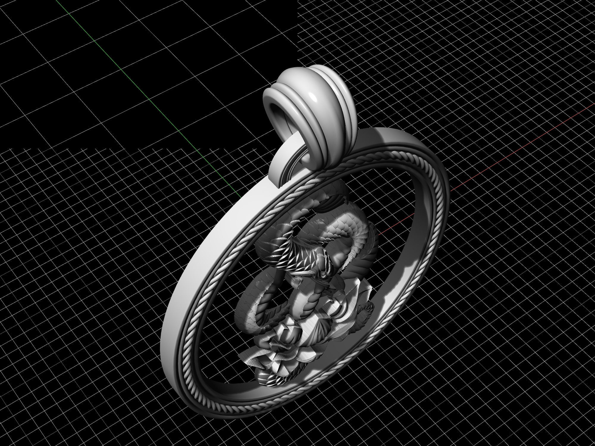 Snake with flower pendant 3D print model_11