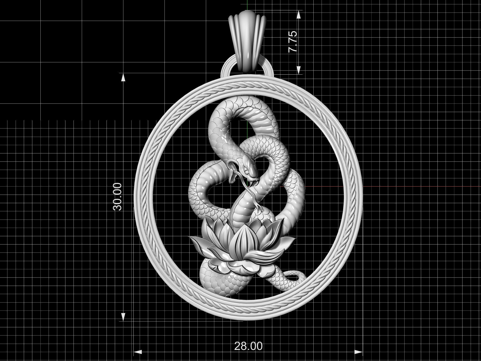 Snake with flower pendant 3D print model_5