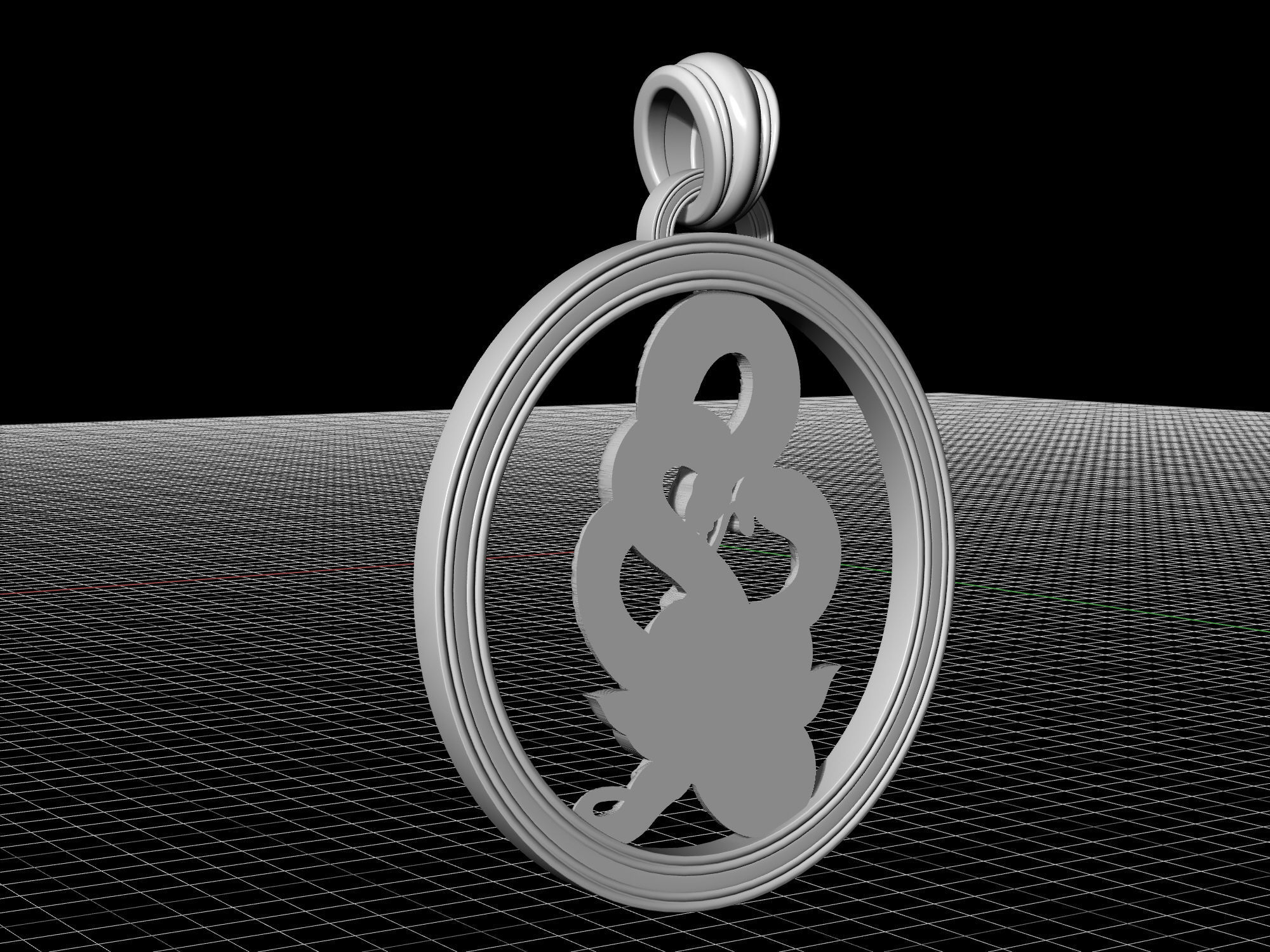 Snake with flower pendant 3D print model_10