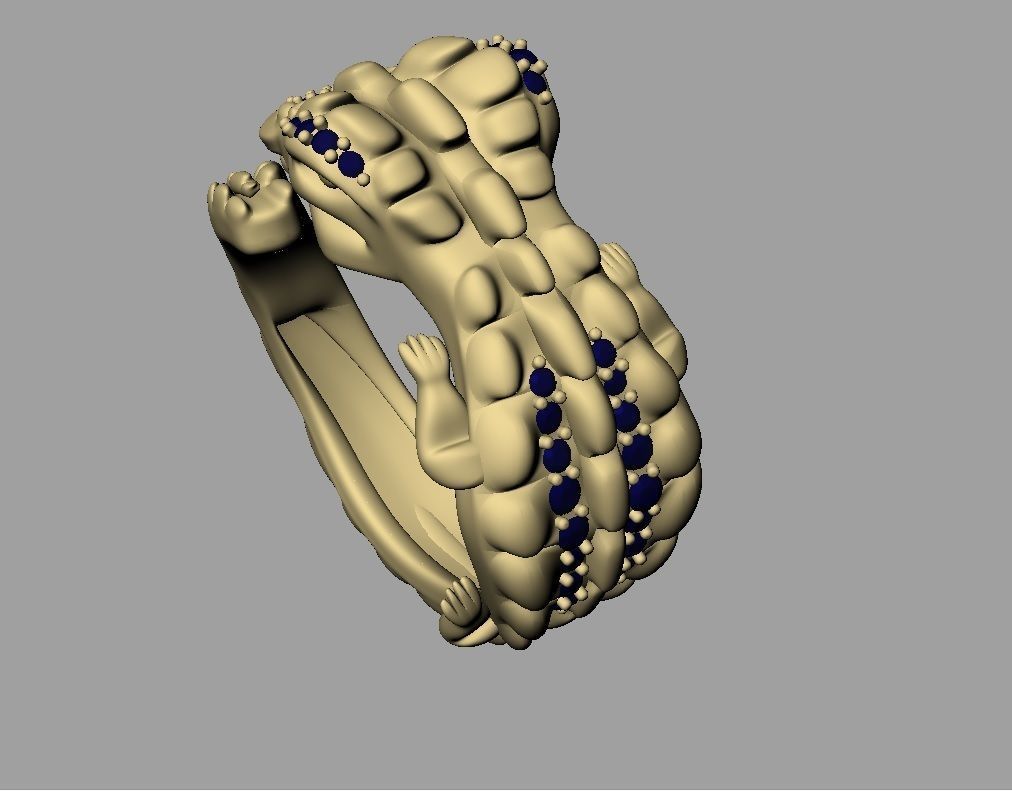 crocodile ring 3D print model_1