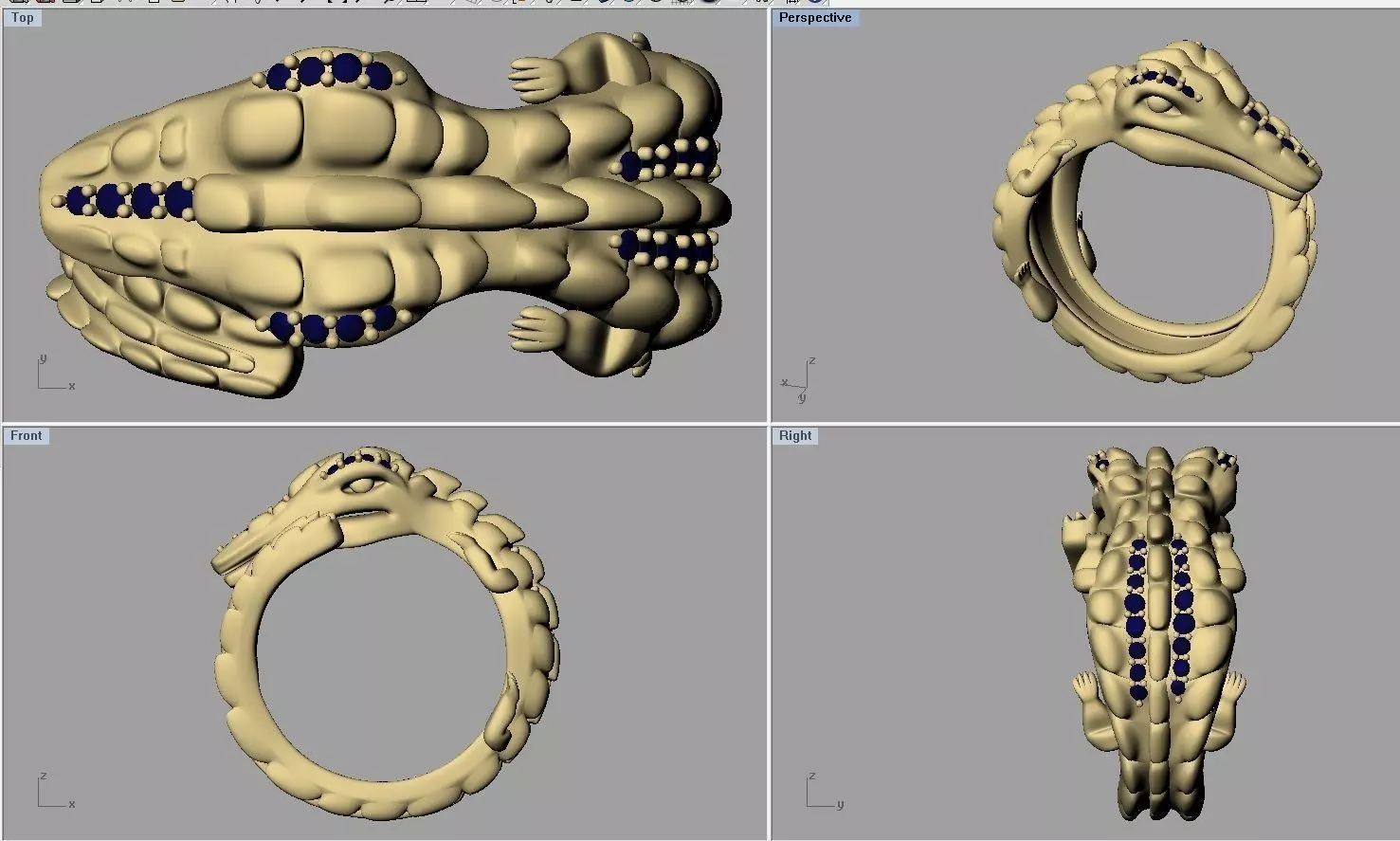 crocodile ring 3D print model_0