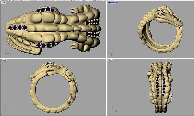 crocodile ring 3D print model
